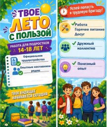 ВРЕМЕННОЕ ТРУДОУСТРОЙСТВО ДЛЯ НЕСОВЕРШЕННОЛЕТНИХ в возрасте от 14 до 18 лет